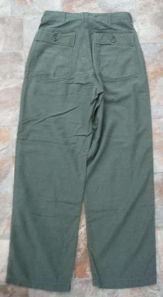 Dated 1970 Vietnam Era US Army 28x27 Cotton sateen Og 107 Fatigue Trouser pants 2