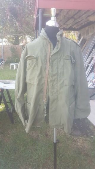 Vintage 1980 M65 Od Military Field Jacket Large Regular With Liner