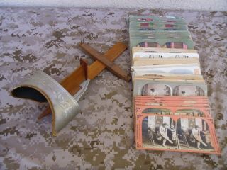 Vintage Underwood & Underwood Sun Sculpture 3d Stereoscope Viewer With 52 Cards