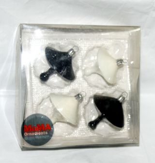 Vintage Moma Christmas Ornaments Set Black And White Tops 2003 Museum Modern Art