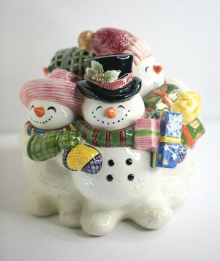 Fitz And Floyd Frosty Folks Snowman Christmas Cookie Jar