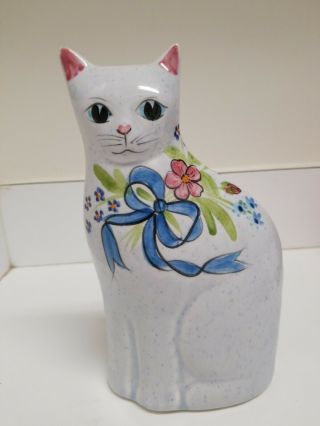 N.  S.  Gustin Pottery Cat Figurine - 9 " - Made In Usa - Hand Painted - 3 Lbs.