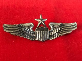 Vintage Sterling Silver Senior Pilot Flight Wings Pin From The Vietnam War