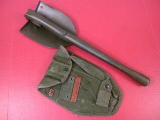 Vietnam Era Us Army M1951 Entrenching Tool Or Shovel W/m1956 Cover - Dated 1952