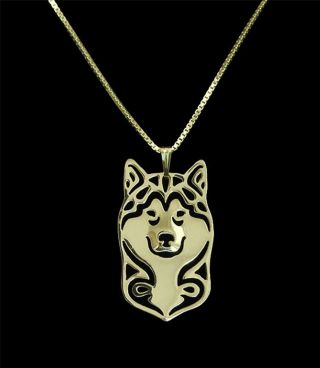 Alaskan Malamute Dog Pendant Necklace - Fashion Jewellery - Gold Plated