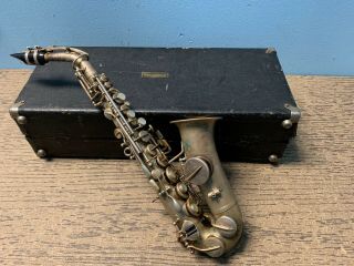 Vintage The Buescher Low Pitch True - Tone Silver Alto Saxophone W Case Needs Work