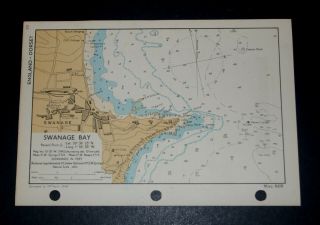 Swanage Bay,  Dorset - Vintage Ww2 Naval Military Map 1943