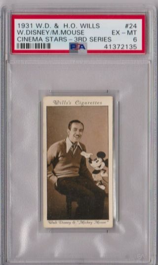 1931 W.  D.  & H.  O.  Wills Walt Disney Mickey Mouse Cinema Stars 24 Psa 6 P387