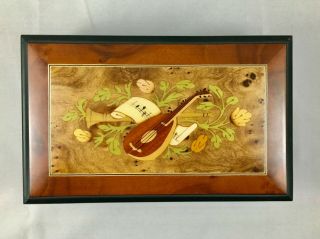 Reuge Romance Mechanism Italian Hand - Crafted Inlaid Wood Jewelry Music Box