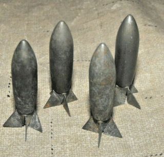 4 Vintage Lazy Dog Solid Steel Kinetic Bullet Bomb Wwii Vietnam Korean War