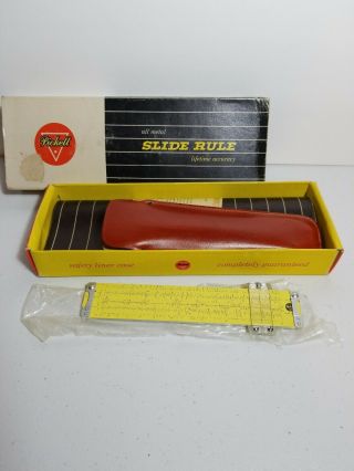 Vintage Pickett N 1006 - Es Metal Slide Rule Trig 1959 Leather Clip On Case