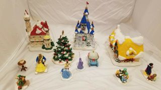 Disney Princess Brass Key Lighted Porcelain Christmas Village Set Holiday 2005 3