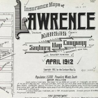 Lawrence,  Kansas Sanborn Map© Sheets With 23 Maps On A Cd 1912 Edition Color