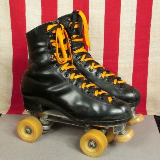 Vintage Riedell Leather Roller Skates Sure Grip Bones Artistic Wheels 9.  5