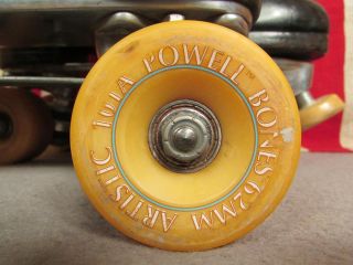 Vintage Riedell Leather Roller Skates Sure Grip Bones Artistic Wheels 9.  5 3