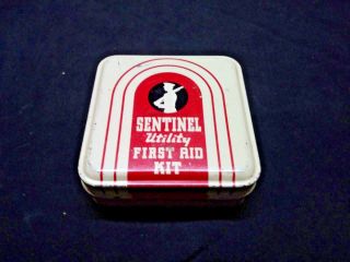 Vintage Sentinel Utility First Aid Kit Medical Tin Full