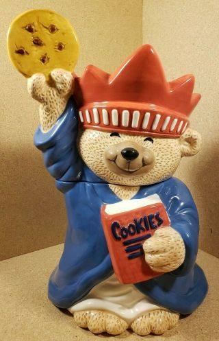 Liberty Bear Cookie Jar Treasure Craft Cookie Jar Red White Blue Patriotic