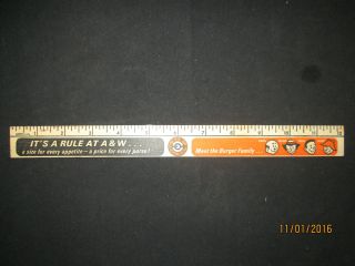 Very Rare Antique Vintage A & W Promotional Advertising Wooden Ruler Nos