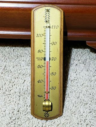 Vintage 1950s Taylor Thermometer Wall Mount " Health Zone " Wooden Boat