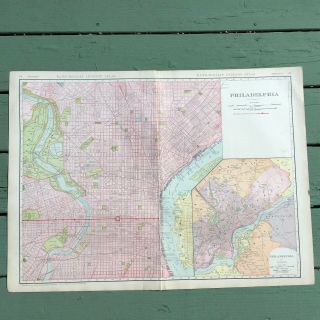 Large Antique Map Of Philadelphia From 1911 Rand - Mcnally Atlas 28.  25 X 20.  5