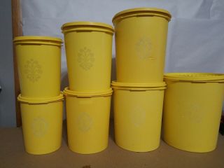 Set Of 7 Tupperware Harvest Yellow Nesting Canisters