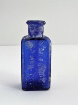 Vintage Apothecary Pharmacy Drugstore Sharp & Dohme Baltimore Cobalt Blue Bottle