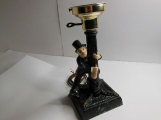 Vintage Metal Charlie Chaplin Lamp With Windup Music Box