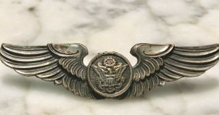 Ww2 Crew Member Wing Dbl Pins - Sterling 3” Long,  Marked Gemsco Ny