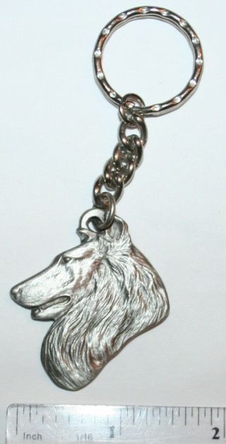 Shetland Sheepdog Sheltie Rawcliffe Pewter " I Love My Dog " Vintage Keychain