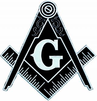 Black Masonic Embroidered Patch Iron - On Freemason Square Compass Mason 10 Inch