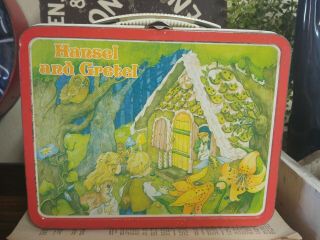 Vintage Hansel And Gretel Metal Lunchbox,  Cool,  Retro,  Old School Lunchbox