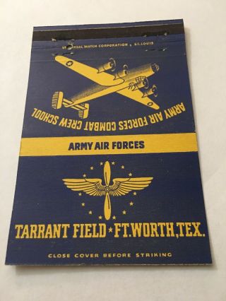 Vintage Matchbook Cover Matchcover Us Army Air Forces Tarrant Field Ft Worth Tx