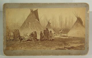1880s Native American Cheyenne Indian Cabinet Card Photo Of Yuma Arizona Camp