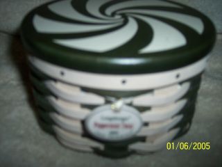 Longaberger 2009 Green Peppermint Twist Basket With Liner And Protector " Neat "