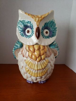 Discontinued Htf Anthropologie Wide - Eyed Owl Cookie Jar Canister Gift