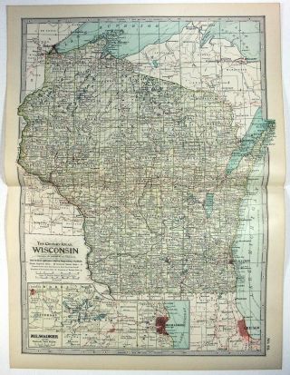 1902 Map Of Wisconsin By The Century Company