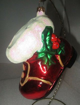 Christopher Radko SANTA ' S BOOT w/ Holly Large Christmas Ornament,  Box 2