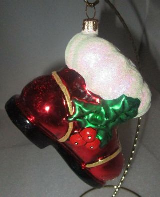 Christopher Radko SANTA ' S BOOT w/ Holly Large Christmas Ornament,  Box 3