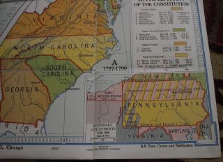 VINTAGE DENOYER - GEPPERT CO WALL MAP 1953 A9 STATE CLAIMS & RATIFICATION 32 X 43 3