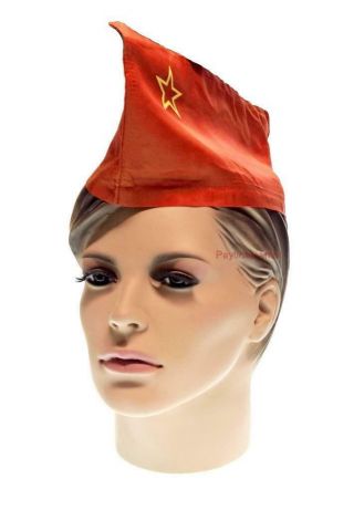 Soviet Union Russian Pilotka Pioneer Uniform Side Cap Ussr Red Hat