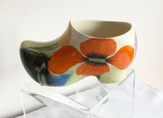 Vintage Art Deco Clarice Cliff Bizarre “delecia Poppy” Flowers Sabot Large Clog