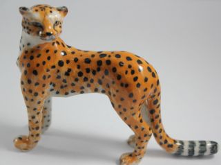 Stand Leopard Tiger Handcraft Animal Figurine Ceramic Wild Forest Handmade Model