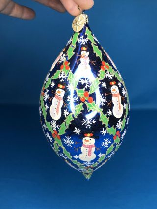 Christopher Radko Snowman ⛄️ Blue Orb Christmas Ornament Blown Glass