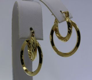 Vintage 5,  Gram 14k Yellow Polished Gold Double Hoop Earrings