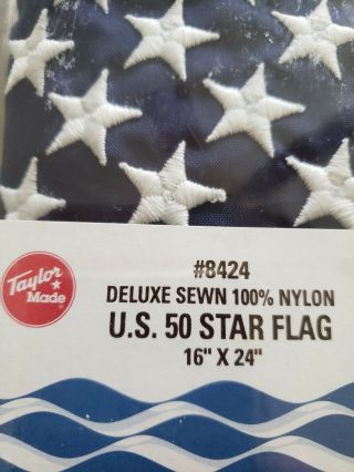 Taylor Made American Flag 50 Star Deluxe Sewn 100 Nylon.  In Package 16 X 24