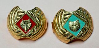 Bsa Boy Scouts Of America 2 Neckerchief Slides - Red Wolf & Teal Bear