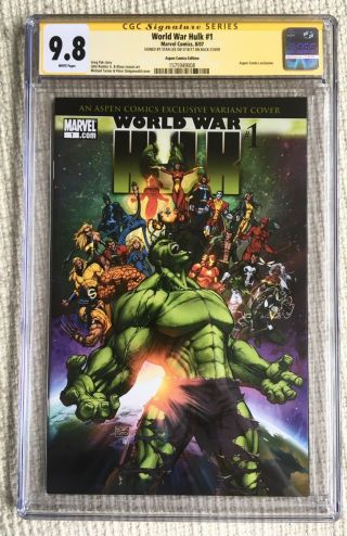 World War Hulk 1 Cgc 9.  8 Ss Stan Lee Sig,  Michael Turner Aspen Variant