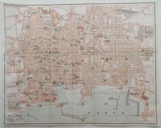 Map Of The City Of Palermo - Sicily - Italy By P.  Corbellini C1924