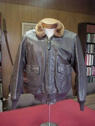 Early Vietnam Era Usn G - 1 Leather Flight Jacket Size 42 7823c Estate Item