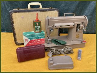 Vintage Singer Model 301a Long Bed Lock Stitch Sewing Machine & More